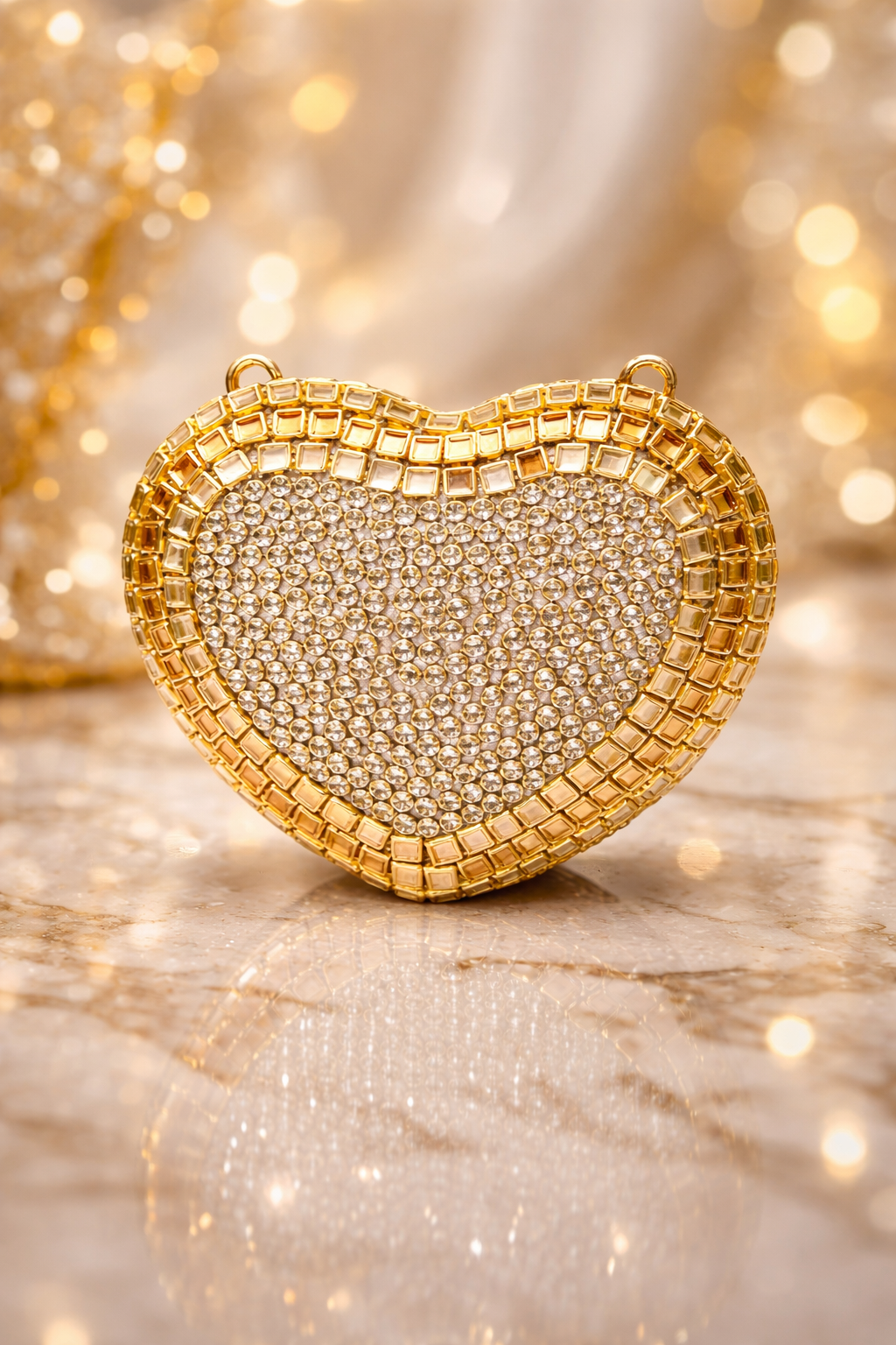 Heart-Shaped Kundan Clutch
