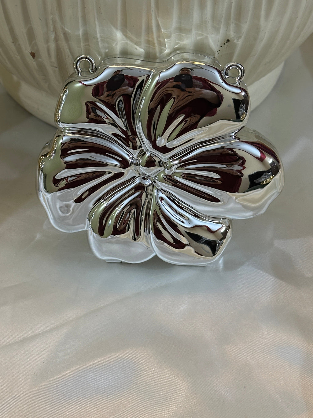 Mini Acrylic Flower Clutch- Silver