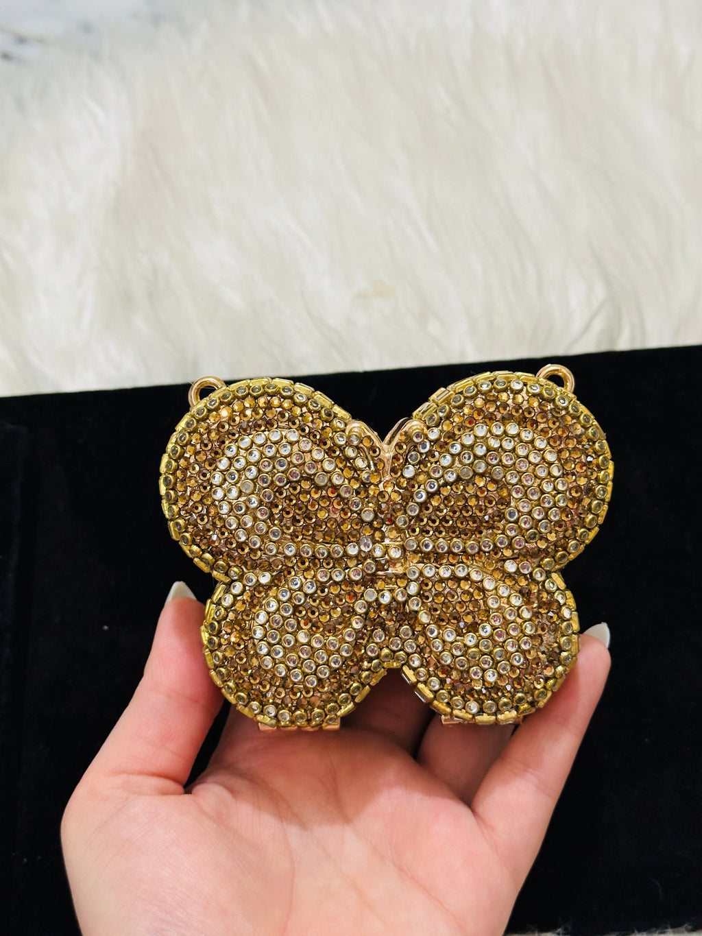 Glam Bloom butterfly Clutch( with pearl chain)