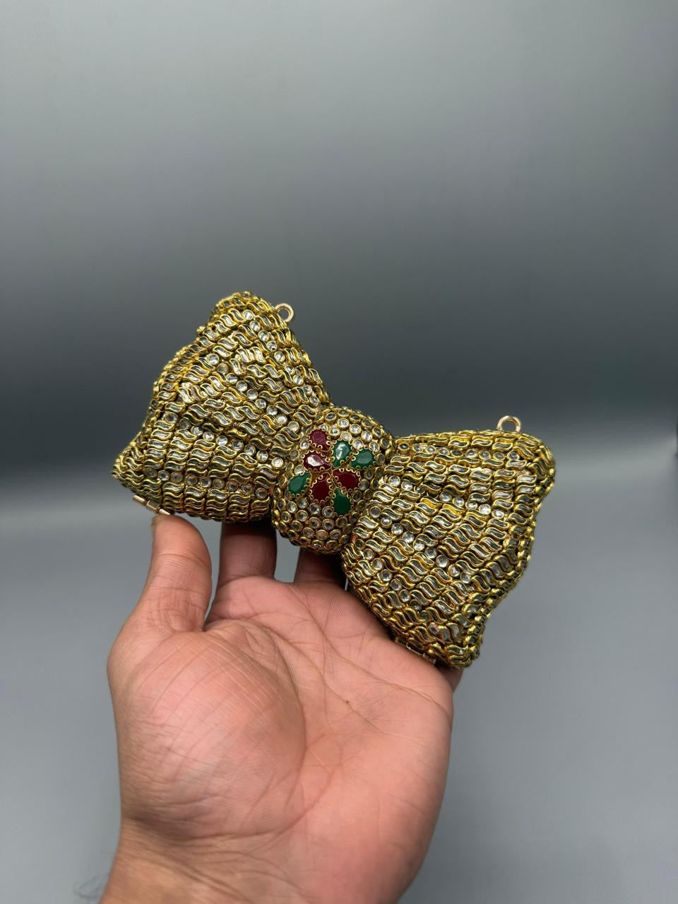 Bow-Shaped Kundan Clutch