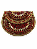 RED STONE KUNDAN CLUTCH