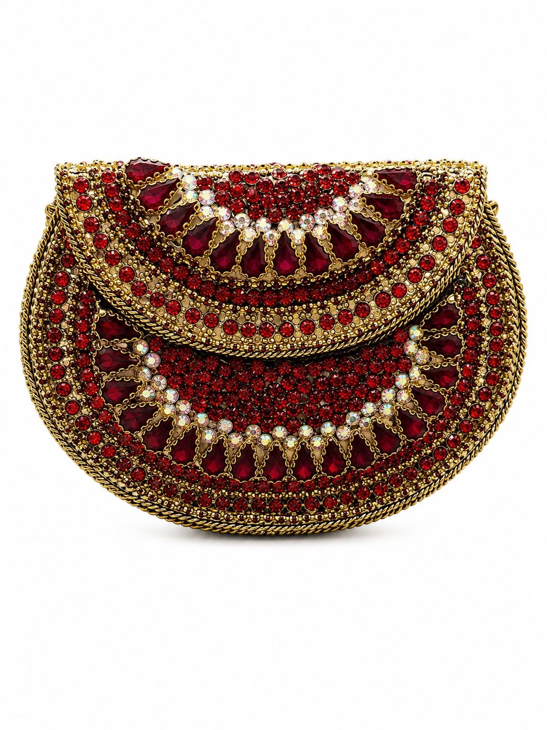 RED STONE KUNDAN CLUTCH