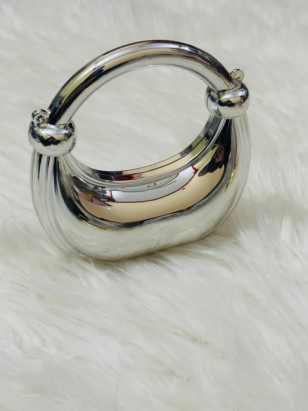 Mini Acrylic Moon Clutch-Silver