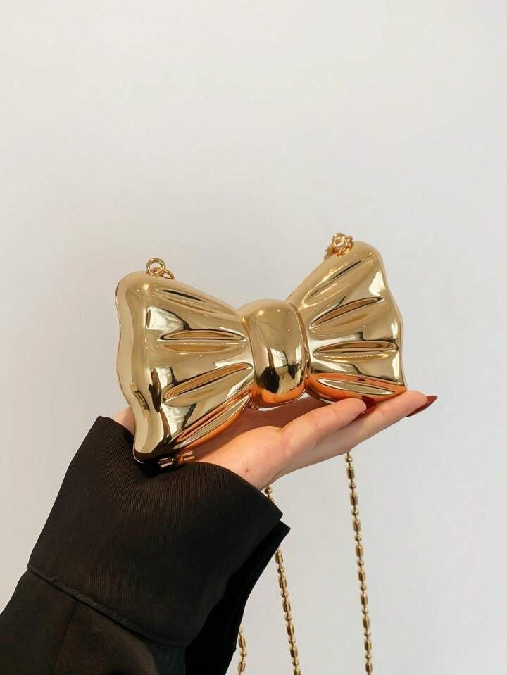 Mini Acrylic Bow Clutch-Golden