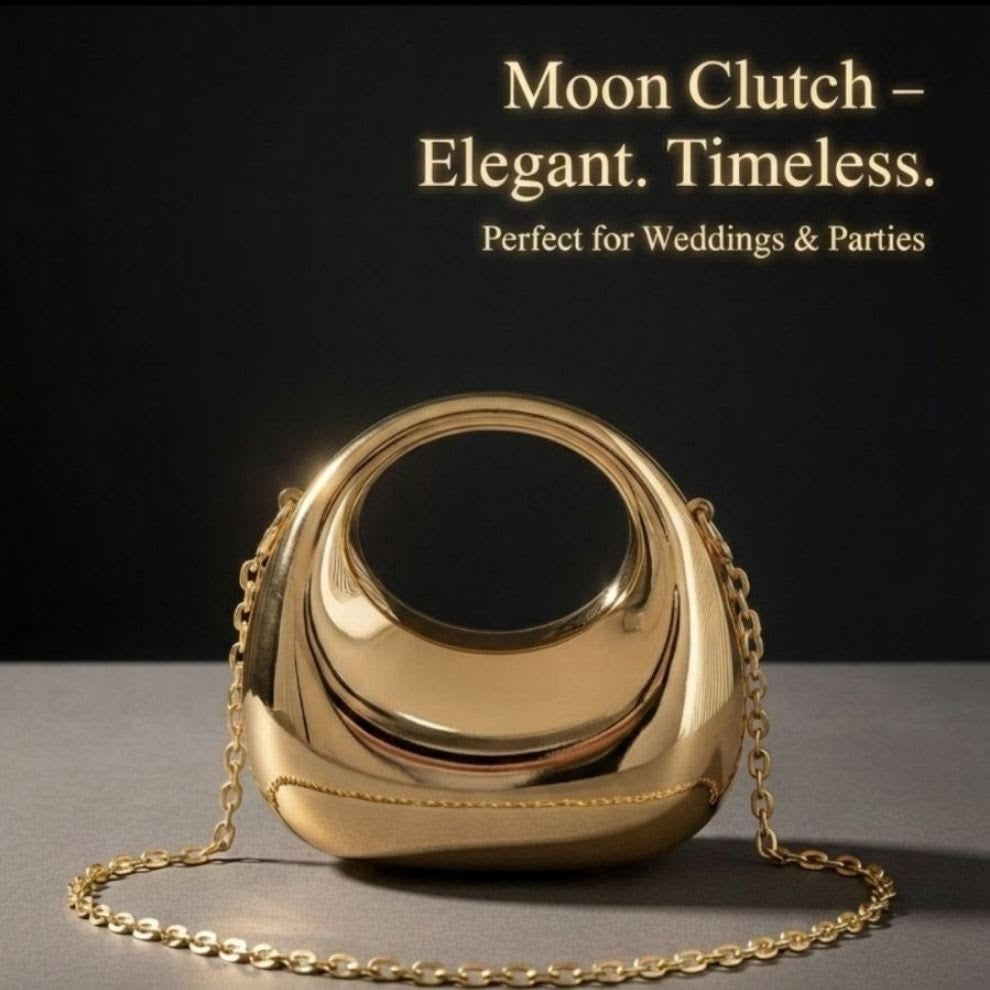 Mini Acrylic Moon Clutch-Golden