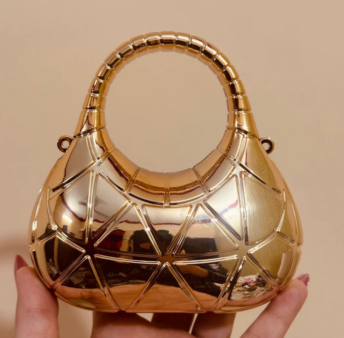 Mini Acrylic D Shape Clutch-Golden