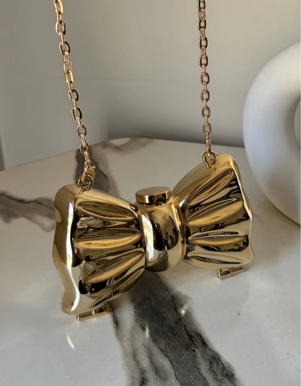 Mini Acrylic Bow Clutch-Golden