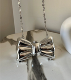 Mini Acrylic Bow Clutch-Silver